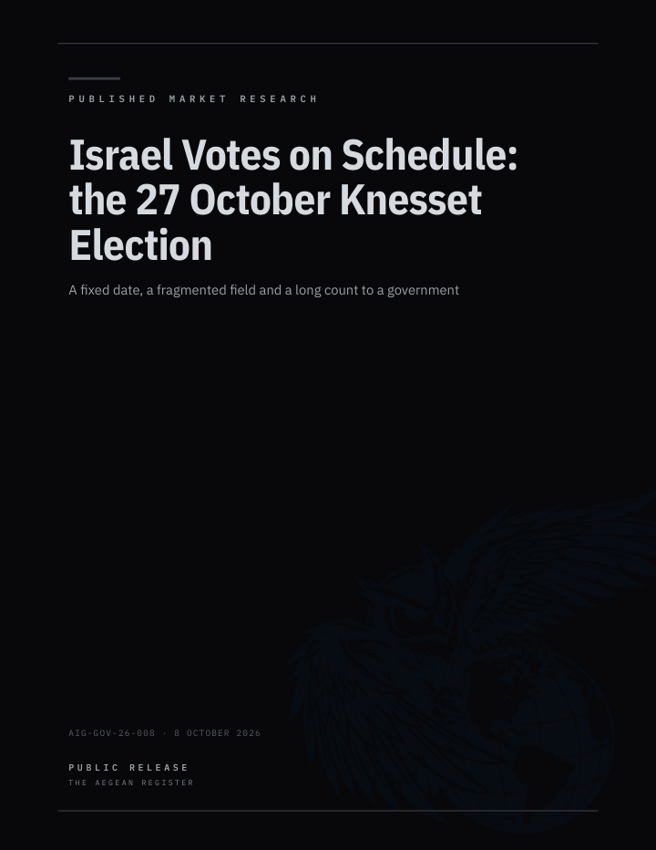 Israel Votes on Schedule: the 27 October Knesset Election cover