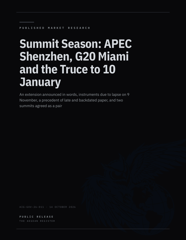 Summit Season: APEC Shenzhen, G20 Miami and the Truce to 10 January cover